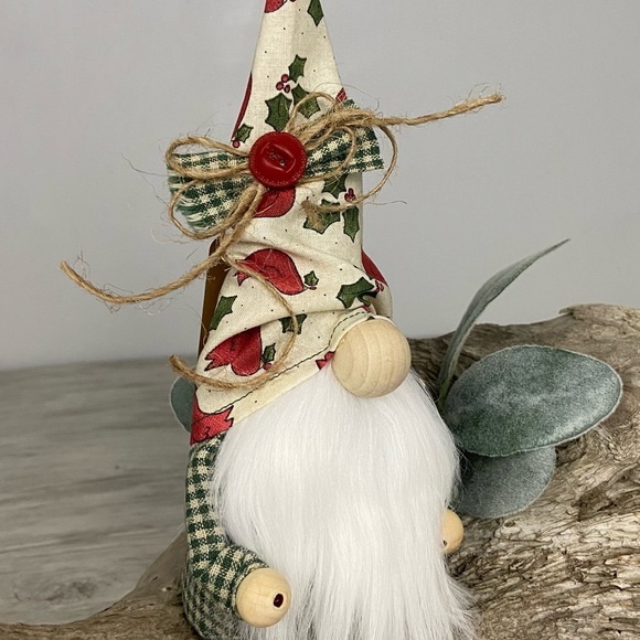 Artisan Other - ❌SOLD❌ Whimsical Christmas Gnome Cardinal Bird Holly Berry Plaid Green Cottage